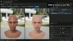 Morph Builder's source and reference viewports with a library of blendable morph targets