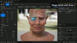 Draw sculpt brush with mirrored brush indicators in the Morph Builder editor