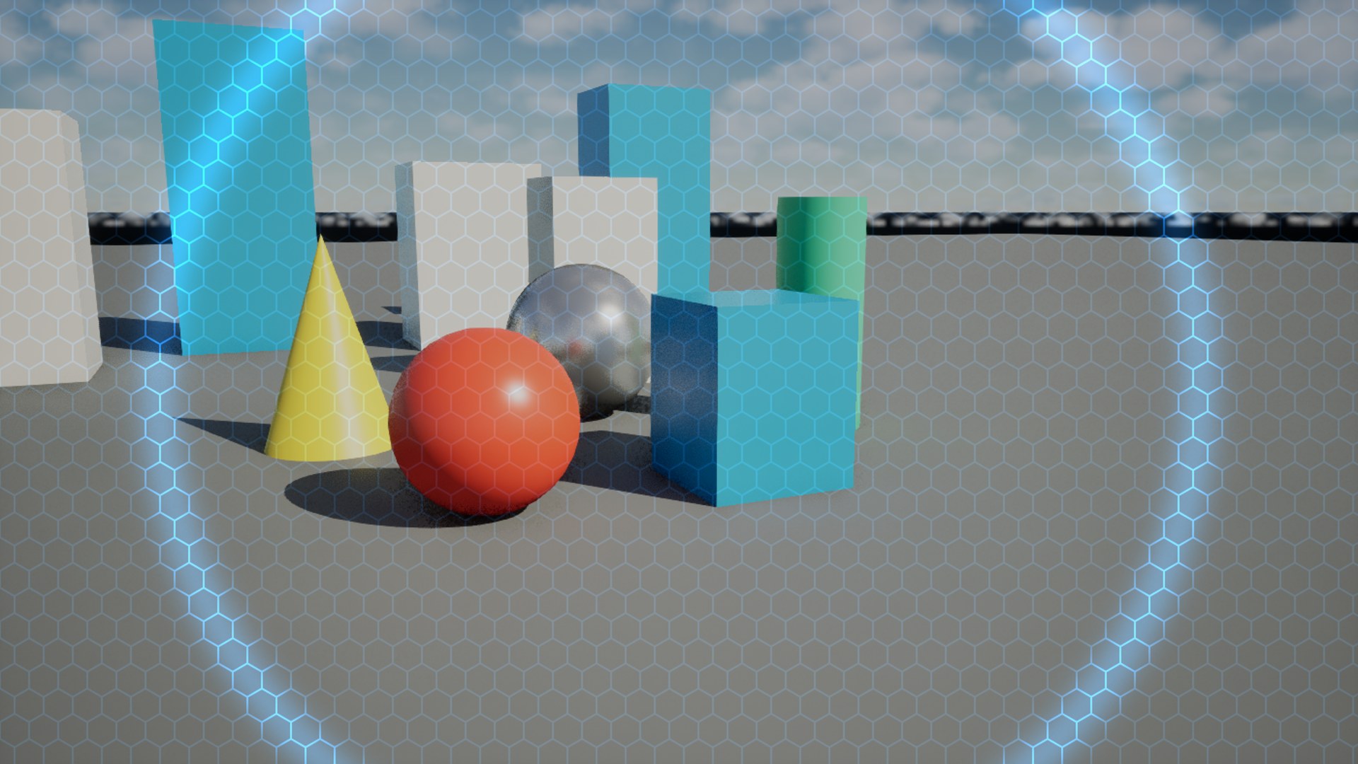 Hex Energy Shield rendered in Unreal