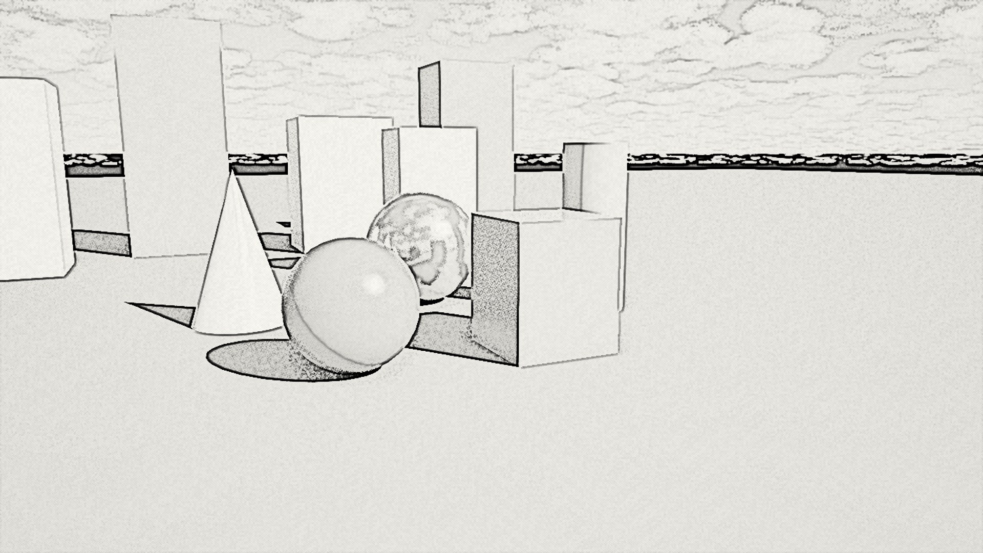 Graphite Drawing rendered in Unreal