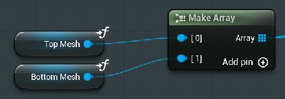 Top Mesh and Bottom Mesh function input getters feed Make Array