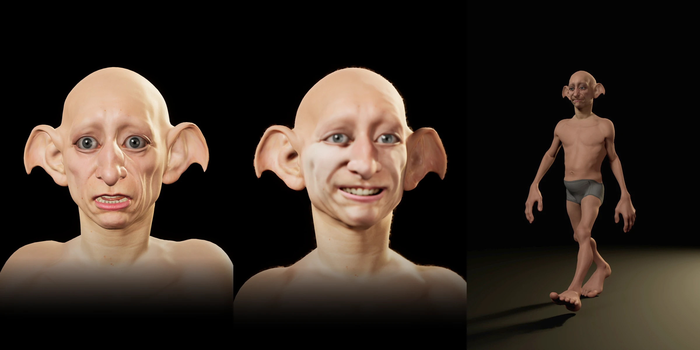 House Elf: portrait, alternate expression and full-body pose