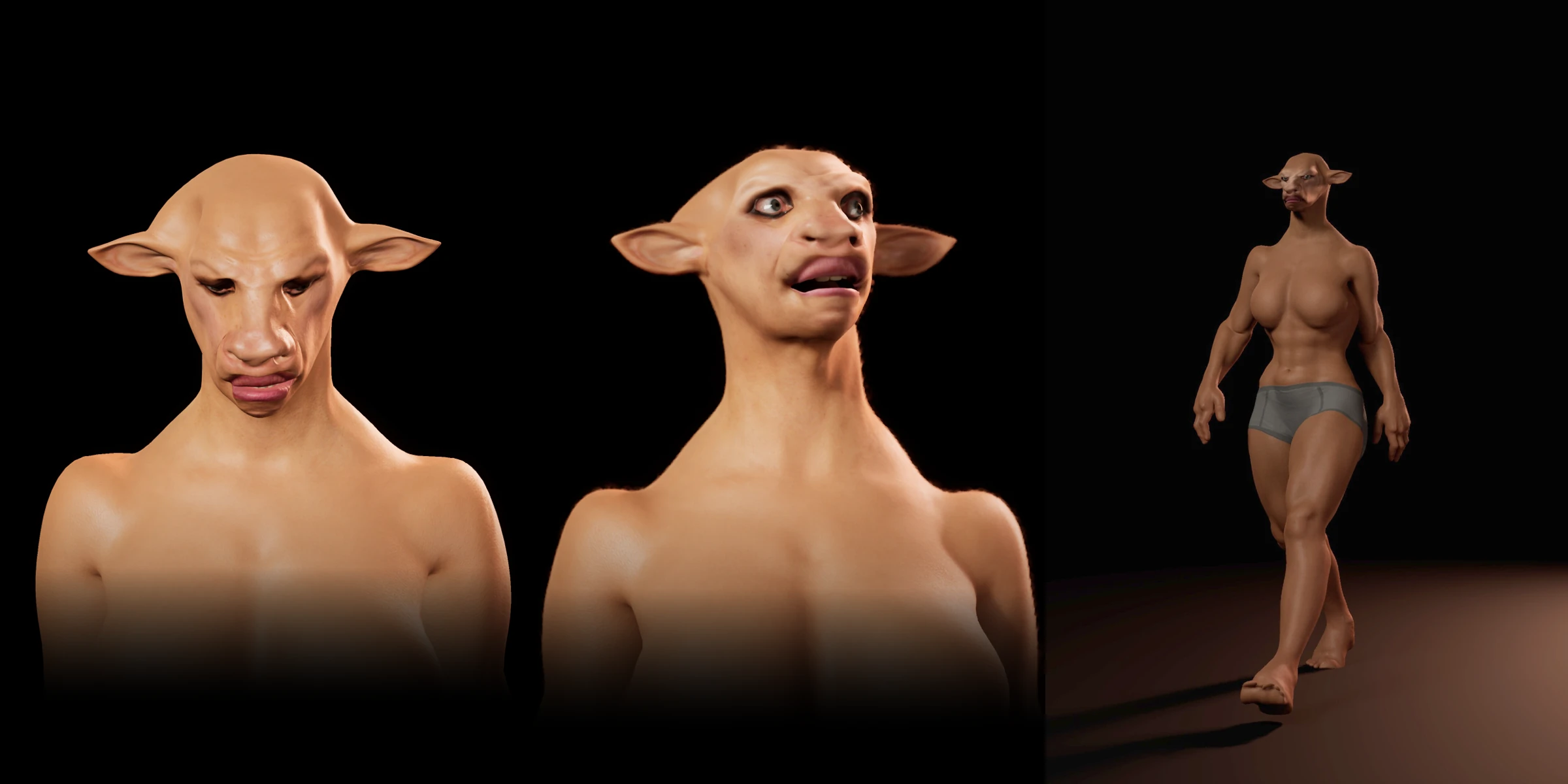Minotaur Queen: portrait, alternate expression and full-body pose