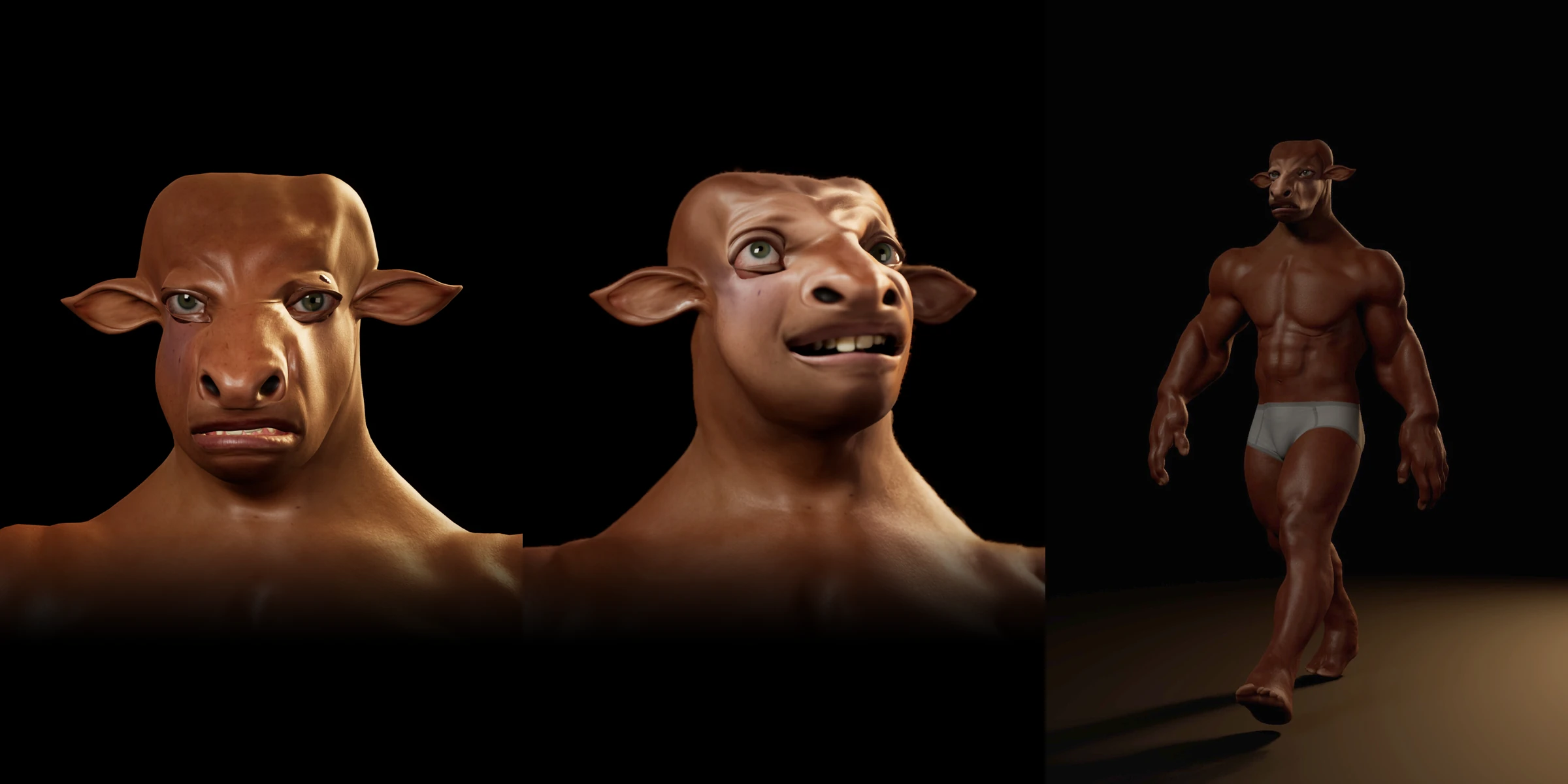 Minotaur King: portrait, alternate expression and full-body pose