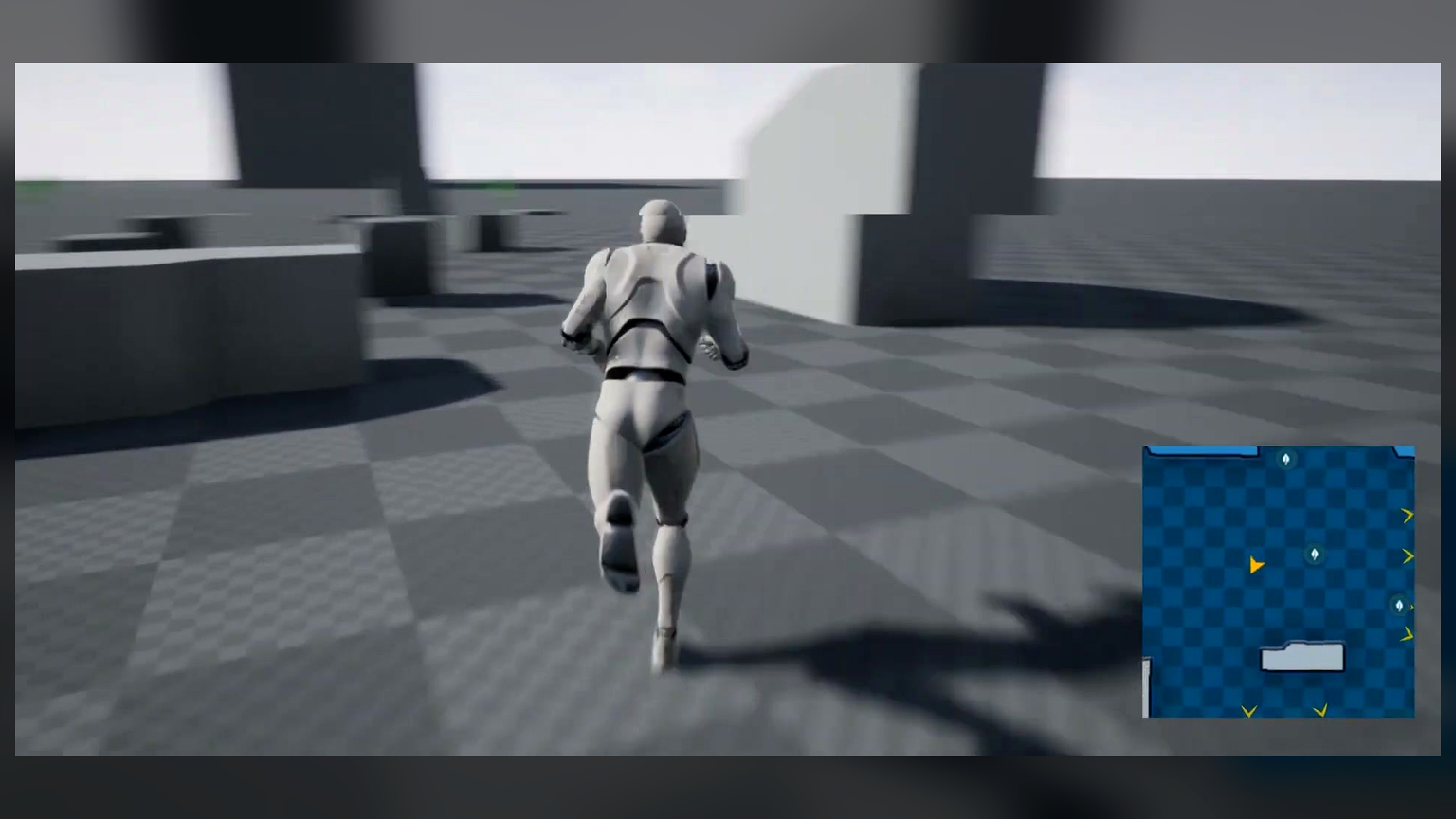 Gameplay view with moving POI markers updating on the minimap