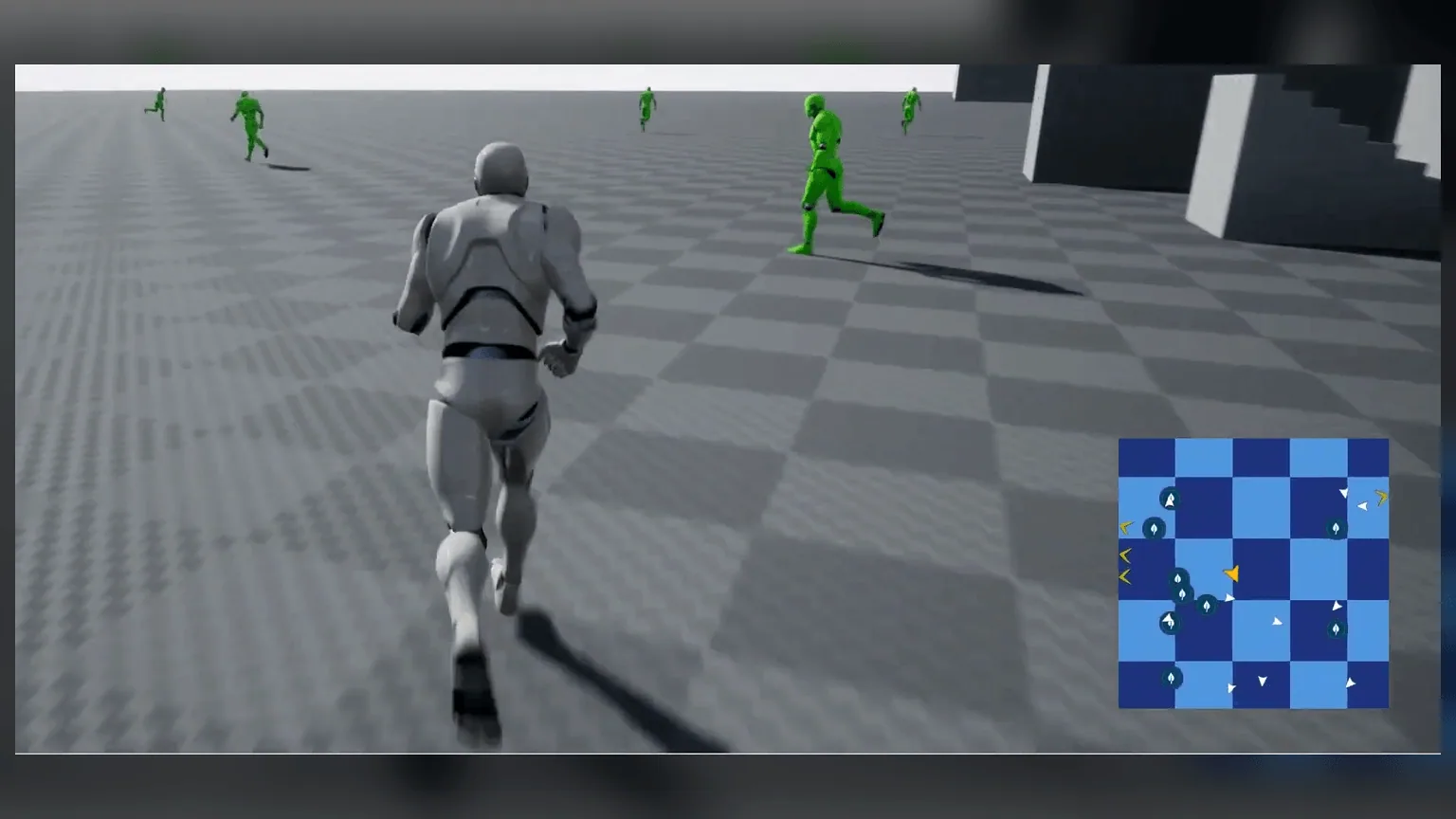 Runtime minimap showing player and POI markers during gameplay
