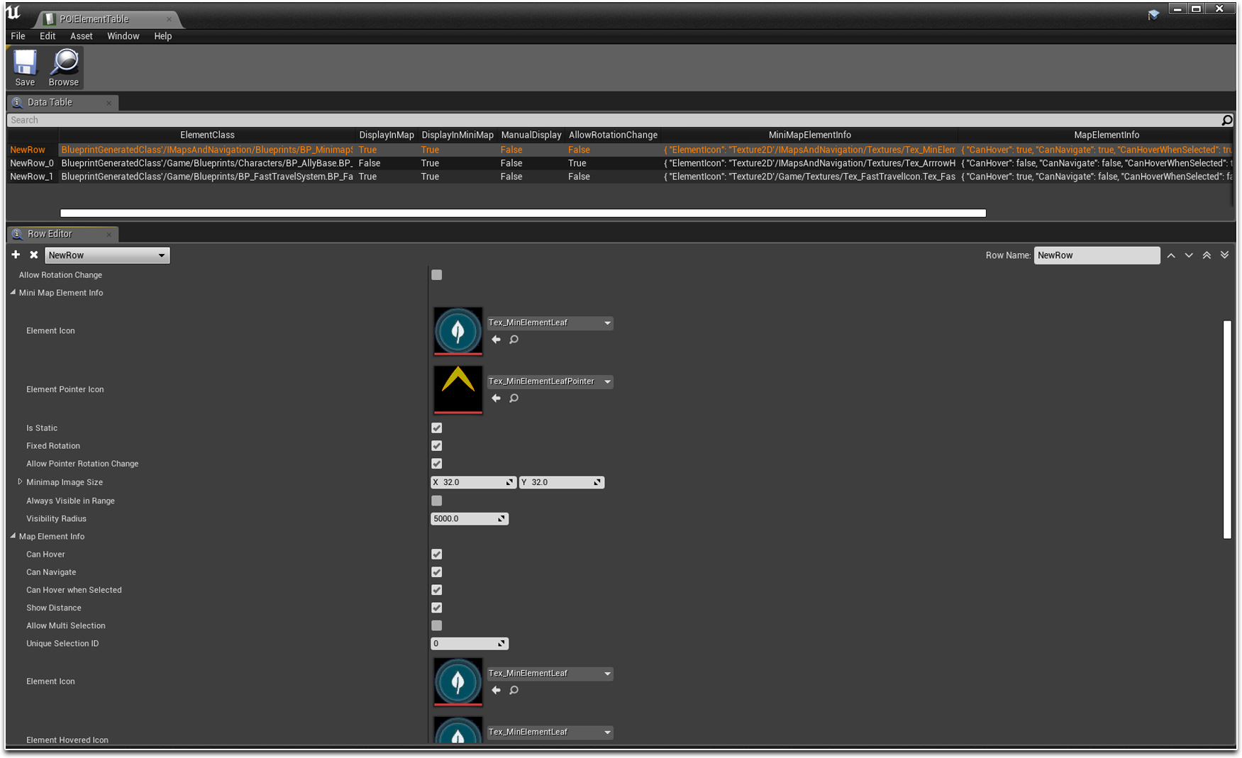 Datatable driven Static and Dynamic Points of Interest